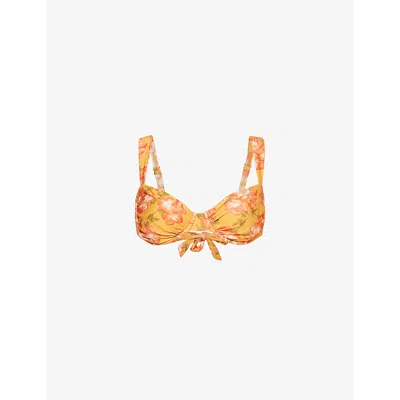 Monday Swimwear Womens Field Of Dreams Malibu Floral-print Stretch-recycled Nylon Bikini Top