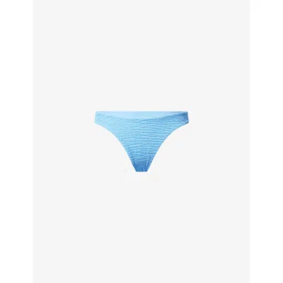 Monday Swimwear Womens Azure Crinkle Byron Mid-rise Bikini Bottoms