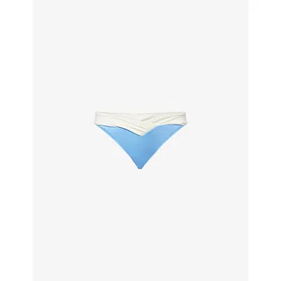 Monday Swimwear Womens Azure Ivory Marseille V-front Bikini Bottom