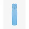 Monday Swimwear Womens Azure Lace Crochet Monte Carlo Plunge Tie-front Knitted Maxi Dress