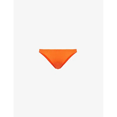 Monday Swimwear Womens Byron Recycled-nylon Blend Bikini Bottoms Papaya Rib