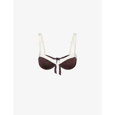 Monday Swimwear Womens Espresso Ivory Cala Roja Underwired Bikini Top