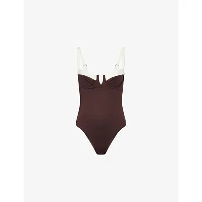 Monday Swimwear Womens Clovely Underwired One-piece Swimsuit Espresso Ivory In Brown