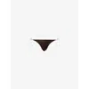 Monday Swimwear Womens Espresso Ivory Palma Color-block Thong Bikini Bottoms