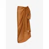 Monday Swimwear Womens St. Tropez Crinkle-linen Sarong Gold Linen Crinkl In Brown