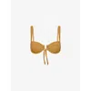 Monday Swimwear Womens Gold Lurex Rib Petit Ermitage Shimmer Bikini Top