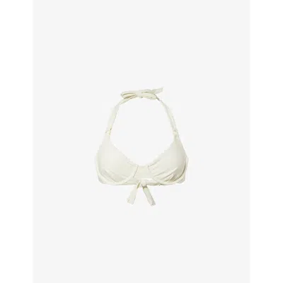 Monday Swimwear Womens Honolulu Ring-hardware Underwired Bikini Top Ivory With Pearl Ring