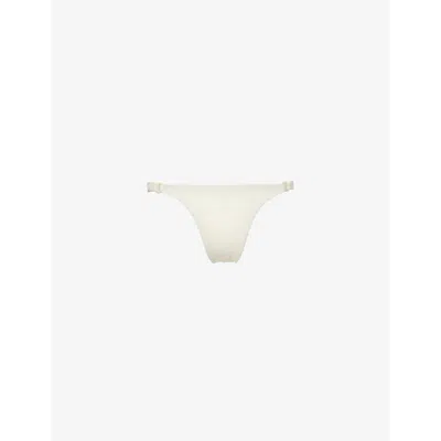 Monday Swimwear Womens  Morocco Tortoiseshell-ring Bikini Bottoms In Ivory With Pearl Ring