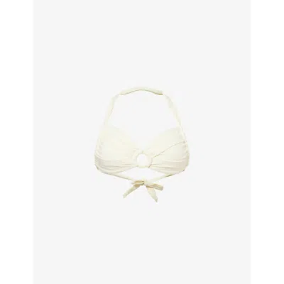 Monday Swimwear Womens Bronte Tortoiseshell-ring Bikini Top Ivory With Pearl Ring