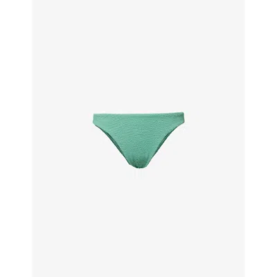 Monday Swimwear Womens  Byron Mid-rise Crinkled Bikini Bottoms In Pond Crinkle