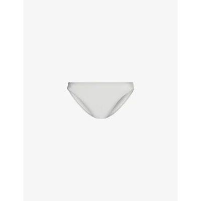 Monday Swimwear Womens Soft Silver Shimmer Byron Mid-rise Crinkled Bikini Bottoms