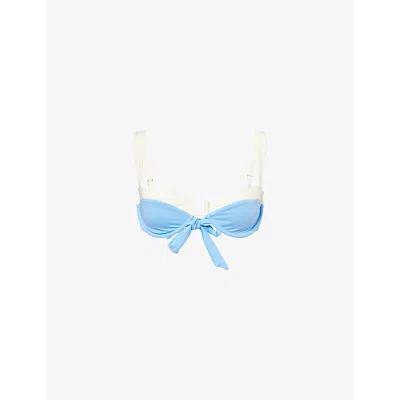 Monday Swimwear Womens Cala Roja Underwired Bikini Top Azure Ivory In Blue