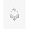 Monday Swimwear Womens Soft Silver Shimmer Honolulu Ring-hardware Underwired Bikini Top