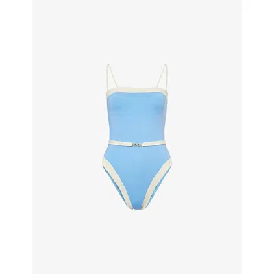 Monday Swimwear Womens Azure Ivory Miami One Piece Bandeau Swimsuit