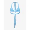 Monday Swimwear Womens Azure Crinkle Morocco Triangle Bikini Top