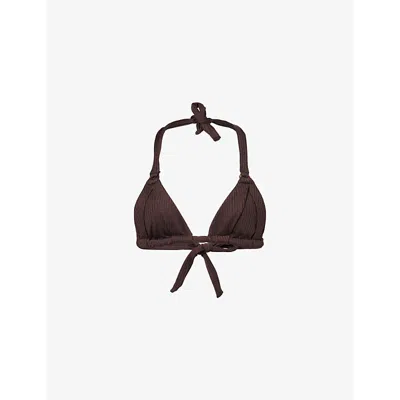 Monday Swimwear Womens Espresso Rib Morocco Wide-rib Bikini Top