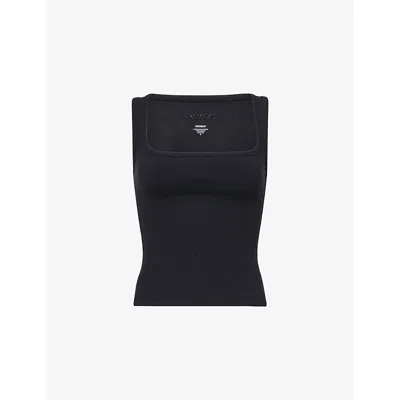 Monday Swimwear Womens Black Thin Rib Tash Square-neck Stretch-woven Top