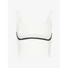 Monday Swimwear Womens Ivory/black Jersey Zion Square-neck Sports Bra In White