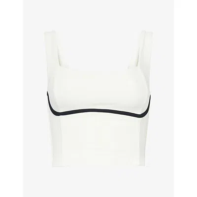 Monday Swimwear Womens Ivory/black Jersey Zion Square-neck Sports Bra