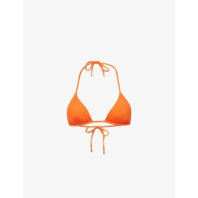 Monday Swimwear Womens Palma Crinkle-texture Bikini Top Papaya Rib