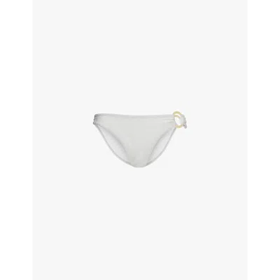 Monday Swimwear Womens Bronte Ring-hardware Bikini Bottoms Soft Silver Shimmer