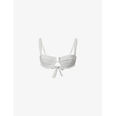 Monday Swimwear Womens Soft Silver Shimmer Cala Roja Underwired Bikini Top In Soft Silver Shimmer