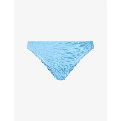 Monday Womens Azure Crinkle Byron Bikini Bottom In Blue