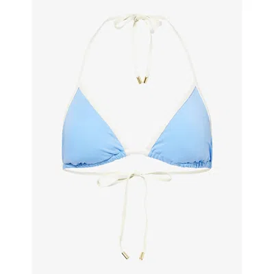 Monday Womens Azure/ivory Palma Triangle Bikini Top In Blue