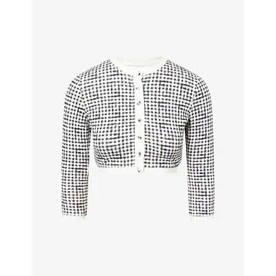 Monday Womens Black Gingham Crete Check-print Cropped Swim Cardigan