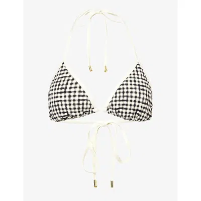 Monday Womens Black Gingham Palma Check Triangle Bikini Top In Multi