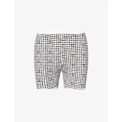 Monday Womens Black Gingham Santa Cruz Colour-block Swim Shorts In Multi