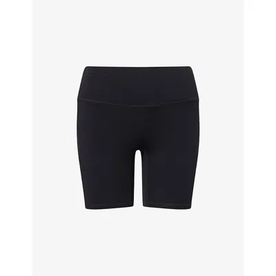 Monday Womens Black/ivory Jersey Griffith High-rise Stretch-woven Shorts