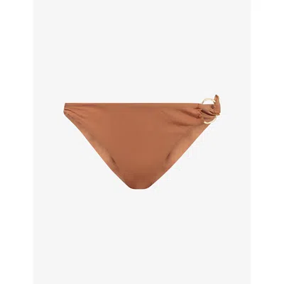 Monday Womens Caramel Bari Ring-hardware Bikini Bottoms In Brown