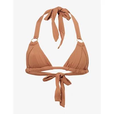 Monday Womens Caramel Bari Ring-hardware Bikini Top In Brown