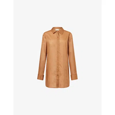Monday Womens Caramel Cotton Voile Fiji Tunic Cotton Shirt