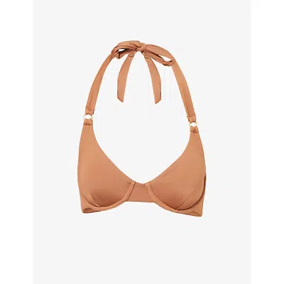 Monday Womens Caramel Honolulu Ring-hardware Underwired Bikini Top In Brown