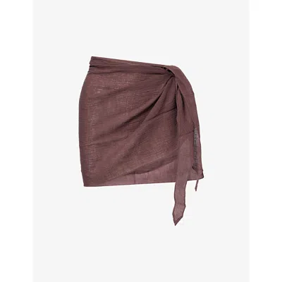 Monday Womens Espresso Crinkle Linen South Beach Linen Sarong In Pink