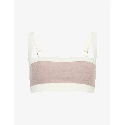 Monday Womens Heather Mauve/ivory Outpost Square-neck Sports Bra