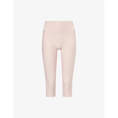 Monday Womens Heather Powder Pink Acadia Cropped Gym Leggings