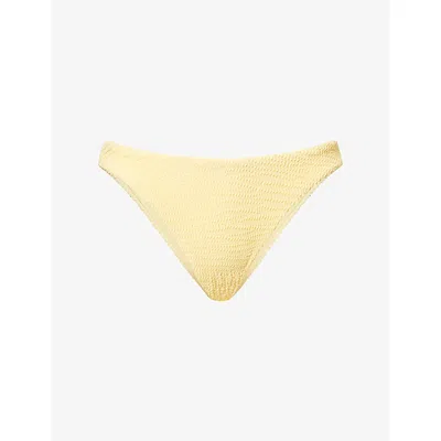 Monday Womens Honey Crinkle Byron Bikini Bottoms In Yellow