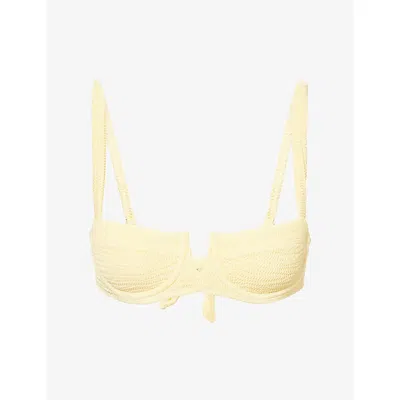 Monday Womens Honey Crinkle Clovelly Crinkle Balconette Bikini Top In Yellow