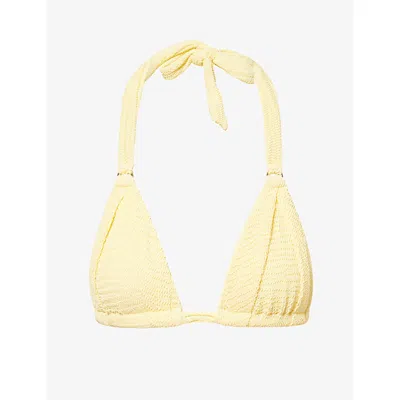 Monday Womens Honey Crinkle Morocco Crinkle Bikini Top In Yellow