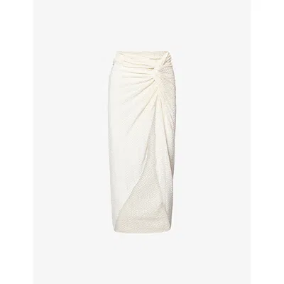 Monday Womens Ivory Crochet Andros Knotted Crochet Sarong