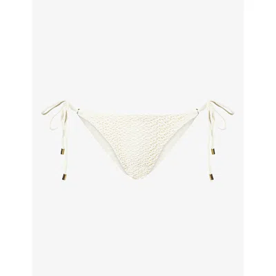 Monday Womens Ivory Crochet Hanalei Crochet Bikini Bottoms In White