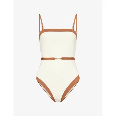 Monday Womens Ivory/caramel Miami Belted Swimsuit