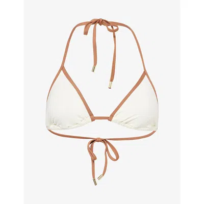 Monday Womens Ivory/caramel Palma Triangle Bikini Top In Multi
