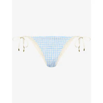 Monday Womens Le Marais Bikini Bottoms Sky Gingham