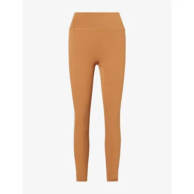 Monday Womens  Acadia Contrasting-piping Stretch-jersey Leggings In Caramel/ivory Jersey