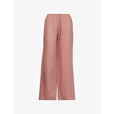 Monday Womens  Belize Wide-leg Linen Trousers In Pink
