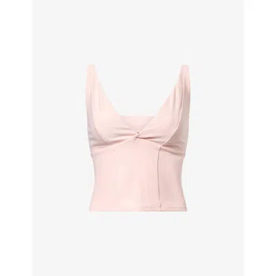 Monday Womens  Glacier V-neck Stretch-jersey Tank Top In Heather Powder Pink